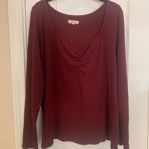 Madewell long‎ sleeve sweetheart neckline top 3XL